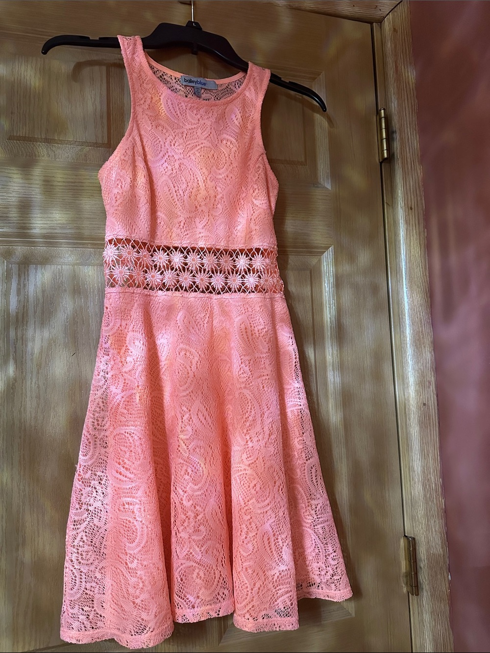 bailey blue Coral Lace Fit-and-Flare Dress with Cutout Waist - Picture 1 of 3